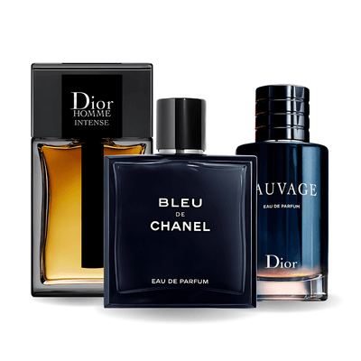 PACK 3 PARFUMES: SAUVAGE DIOR, BLEU DE CHANEL, DIOR HOMME INTENSE 100ML
